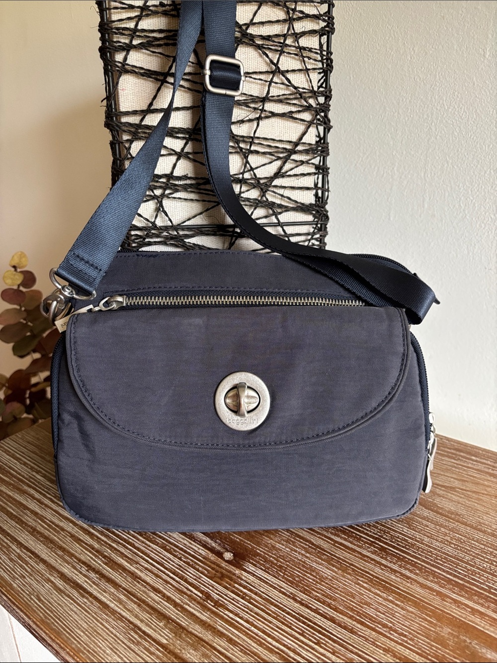 Baggallini Navy Crossbody with Turn-Lock Detail